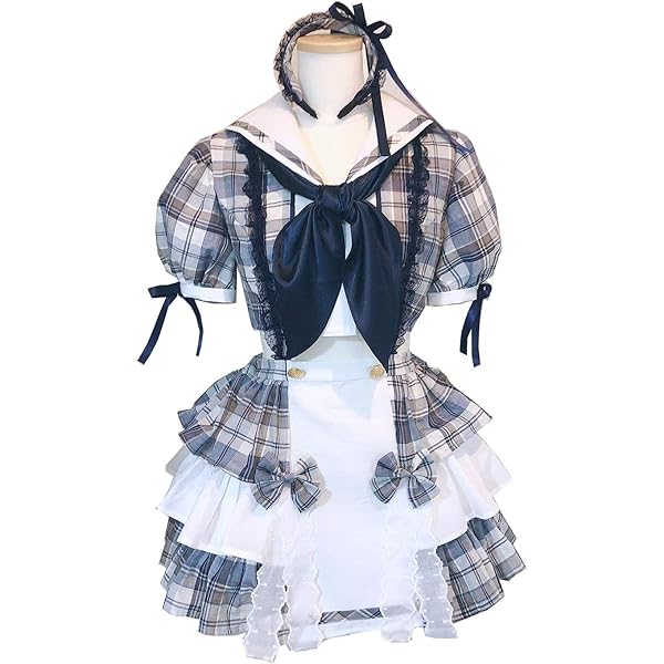 Amazon.co.jp: [魔法COS屋]アイドル風な青チェック コスプレ 衣装